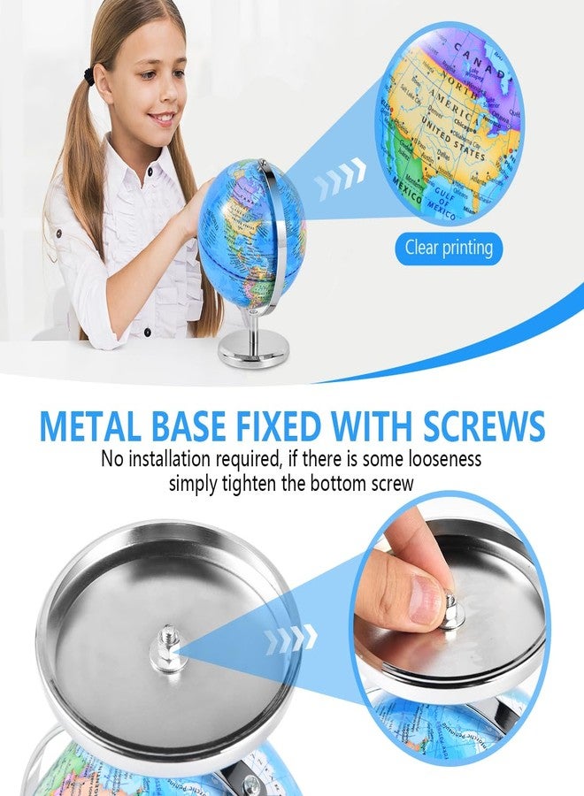 KISEER 6 Inch World Globe Rotating Earth Spinning Globe with Heavy Metal Stand for Kids Geography Classroom Education or Office Home Decorations - Image 4